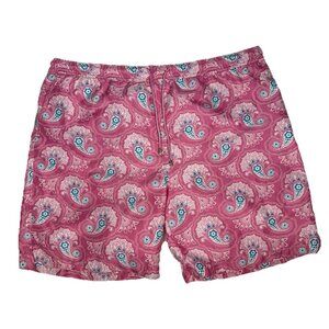 Peter Millar Mens XL Swim Trunks Pink Paisley Mesh‎ Lined Board Shorts Beachwear
